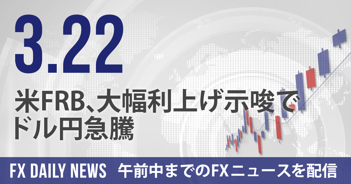 米FRB、大幅利上げ示唆でドル円急騰