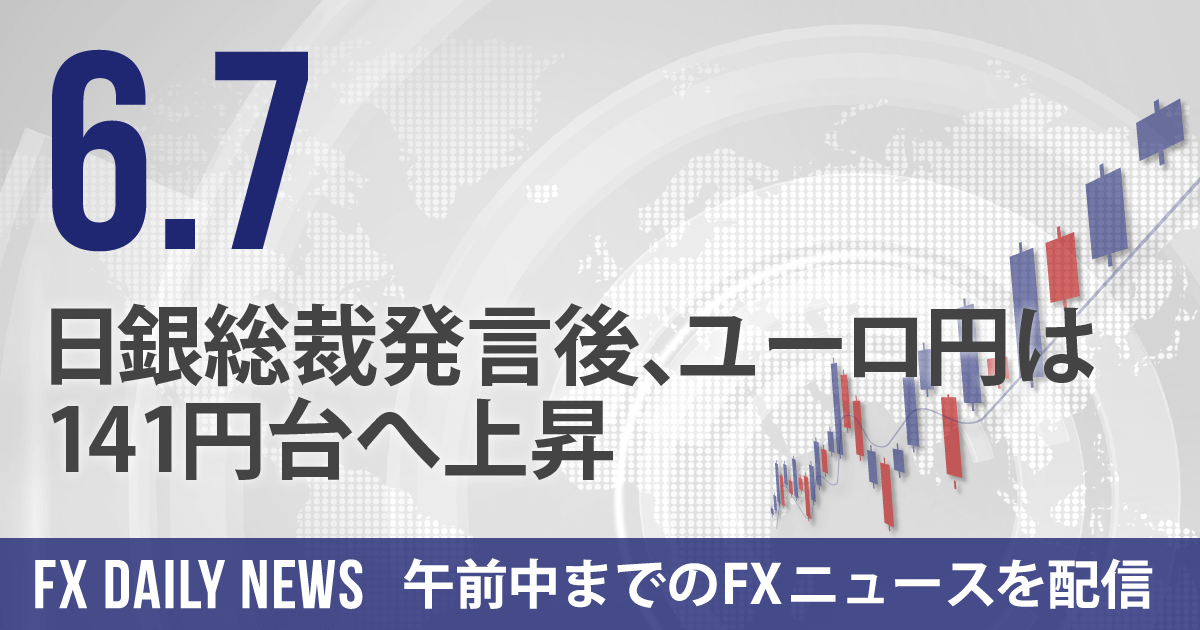 日銀総裁発言後、ユーロ円は141円台へ上昇