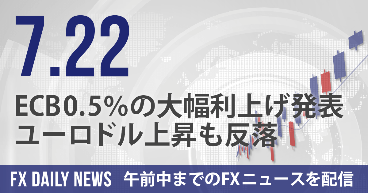 ECB0.5％の大幅利上げ発表、ユーロドル上昇も反落