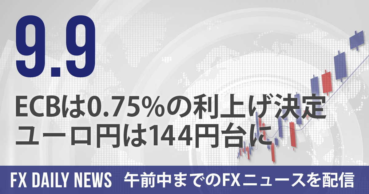 ECBは0.75%の利上げ決定、ユーロ円は144円台に