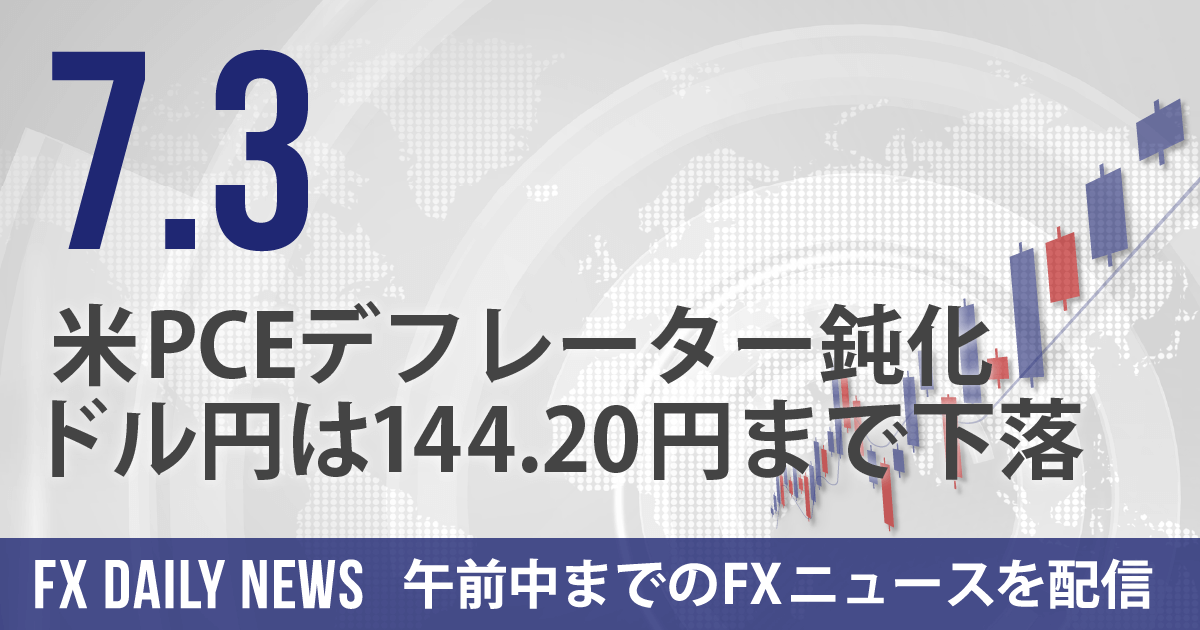 米PCEデフレーター鈍化、ドル円は144.20円まで下落