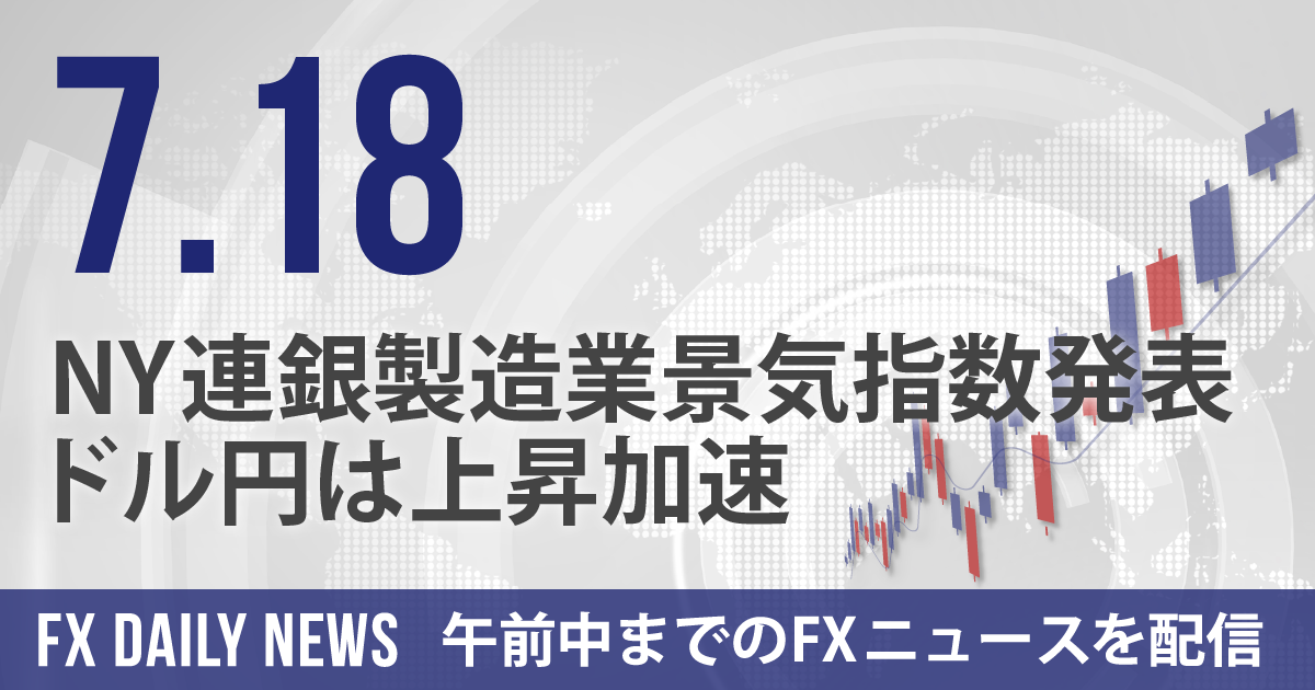 NY連銀製造業景気指数発表、ドル円は上昇加速