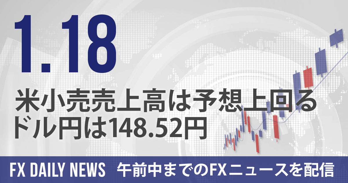 米小売売上高は予想上回る、ドル円は148.52円