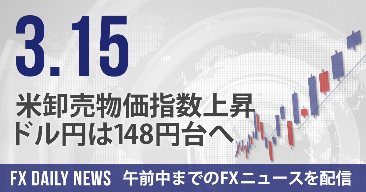 米卸売物価指数上昇、ドル円は148円台へ