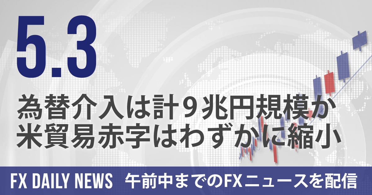 為替介入は計9兆円規模か、米貿易赤字はわずかに縮小