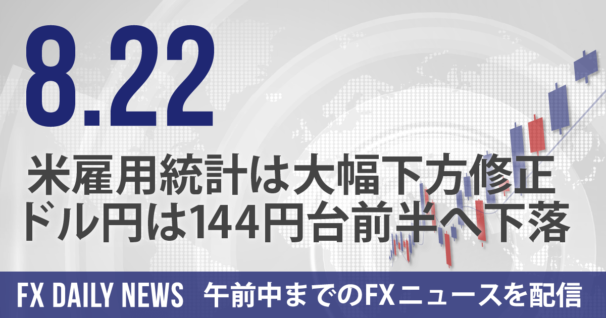 米雇用統計は大幅下方修正、ドル円は144円台前半へ下落