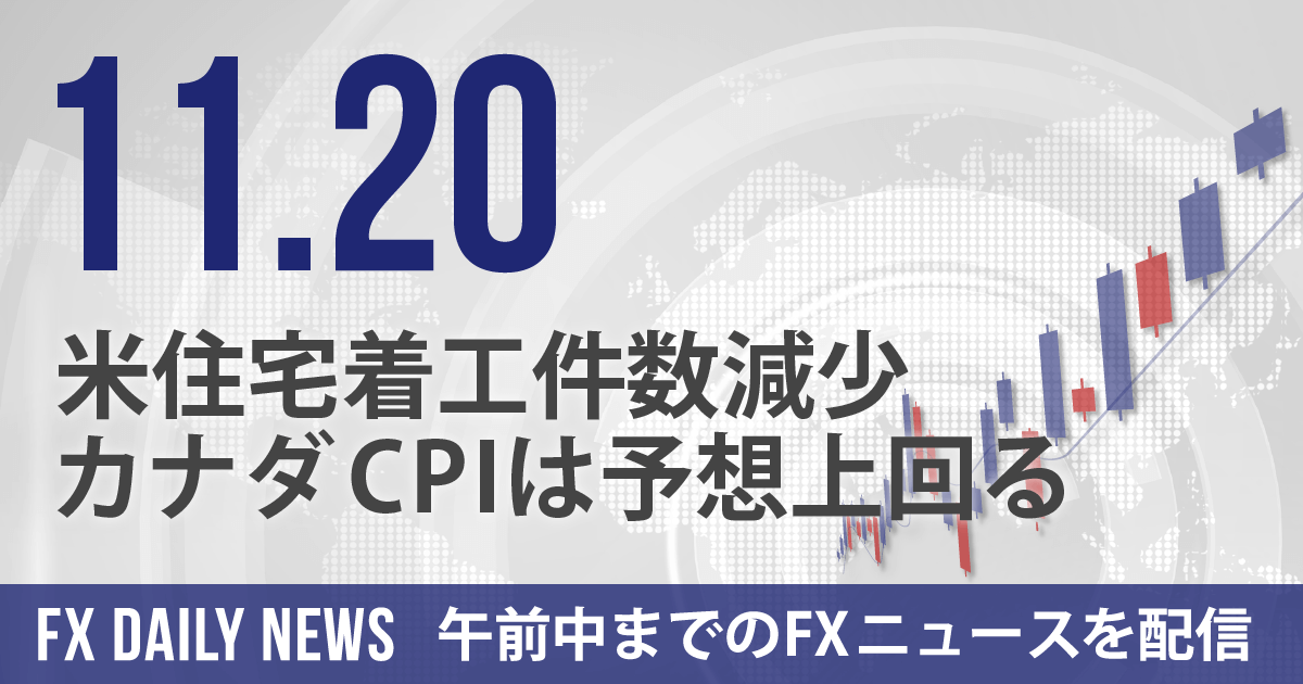 米住宅着工件数減少、カナダCPIは予想上回る