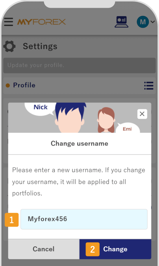 Enter new username