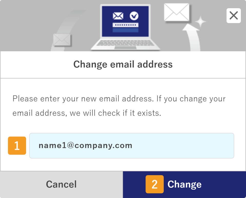Enter new email address 1