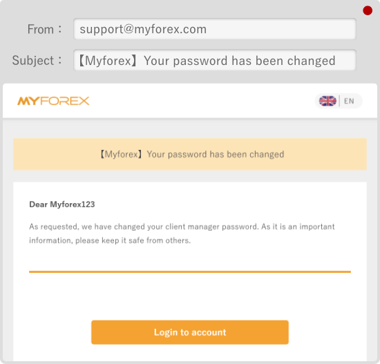 The password change email