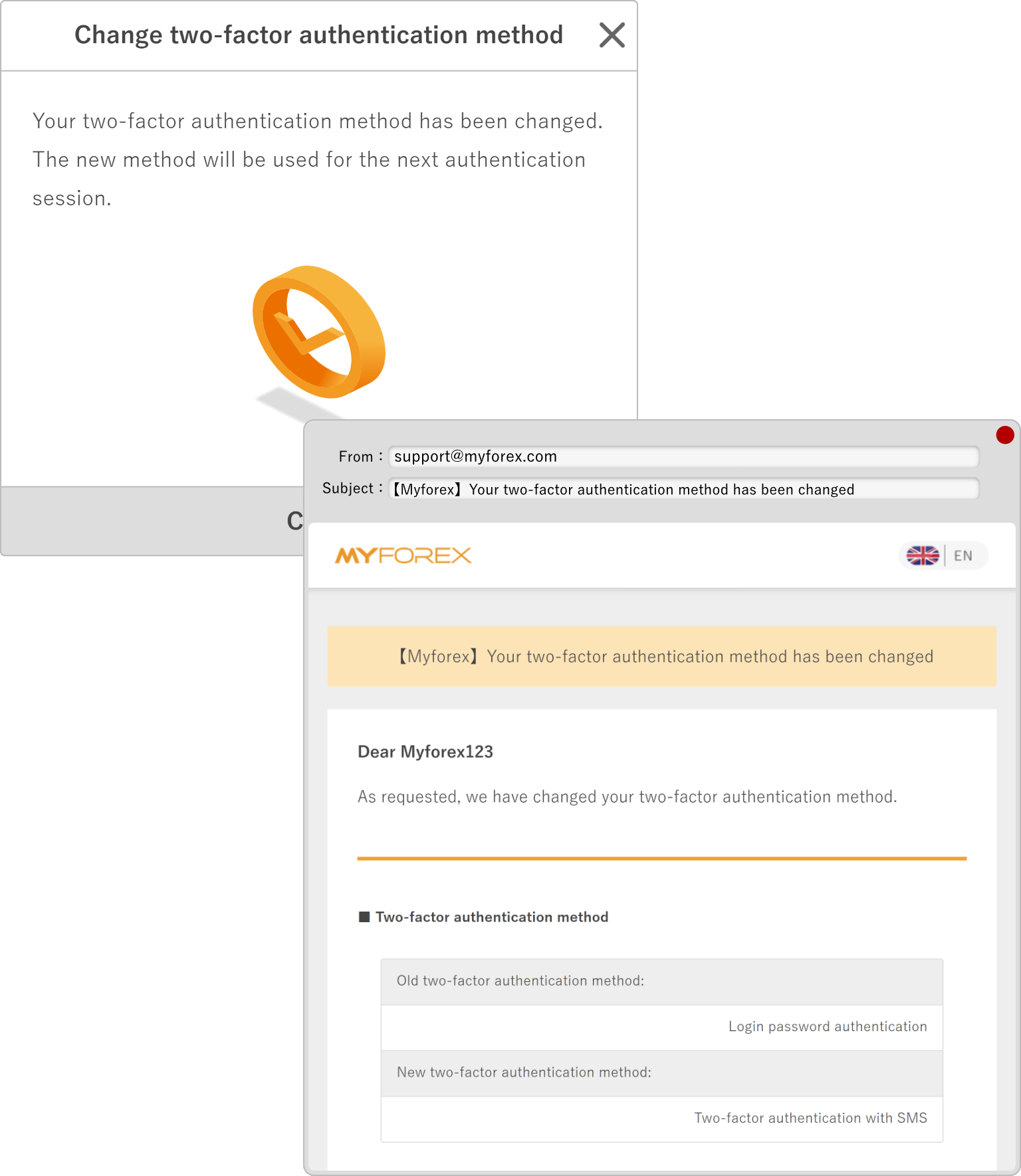 The completion window and email