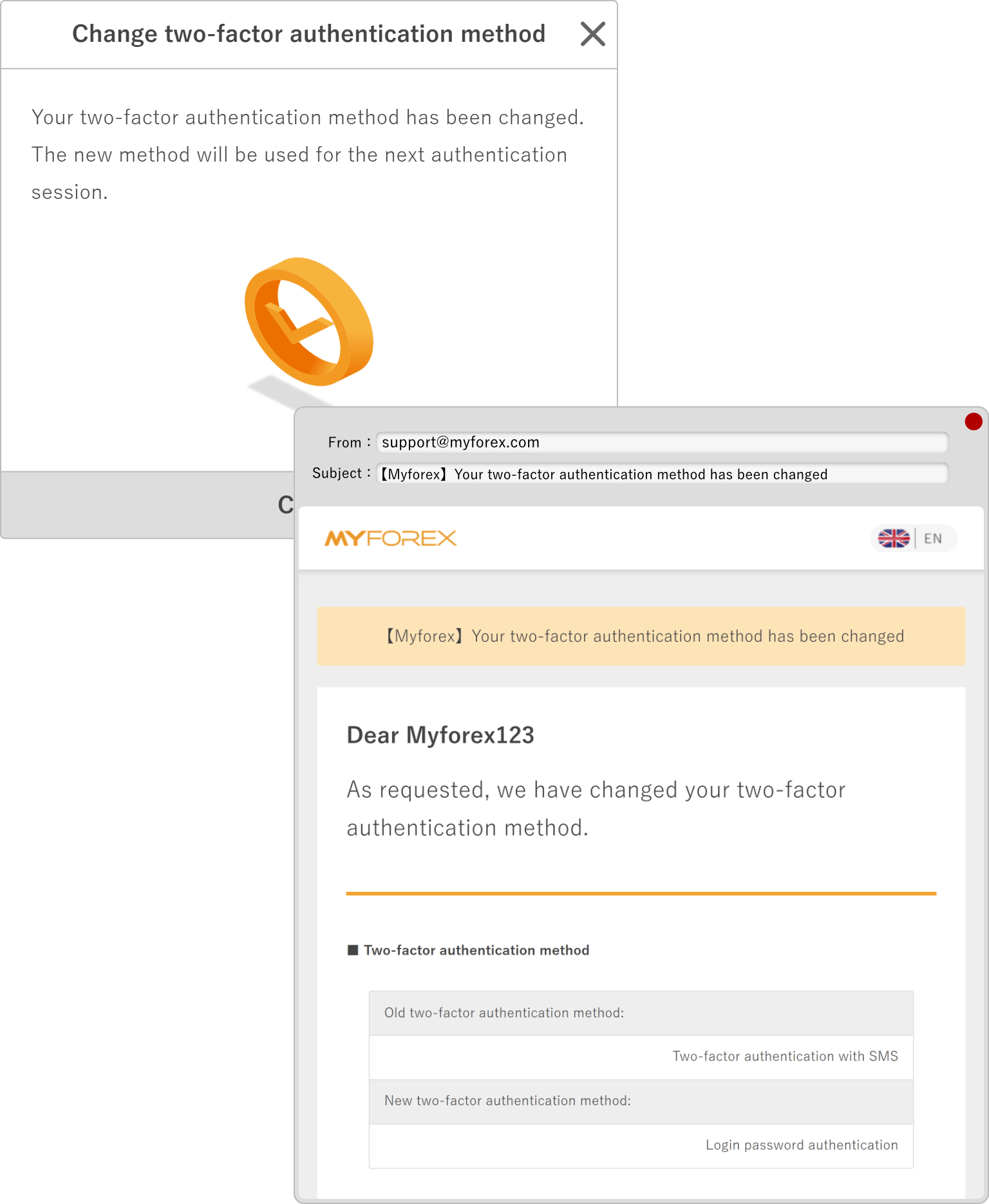 The completion window and email