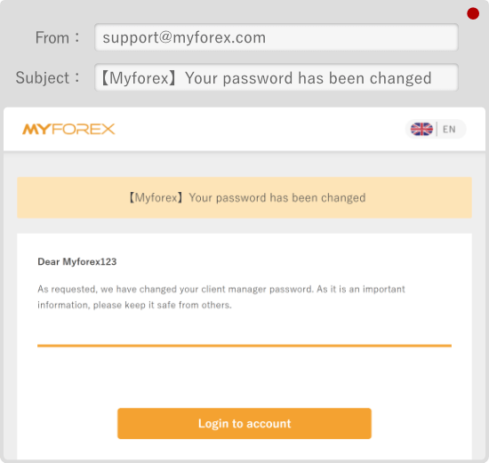 Password reset confirmation email