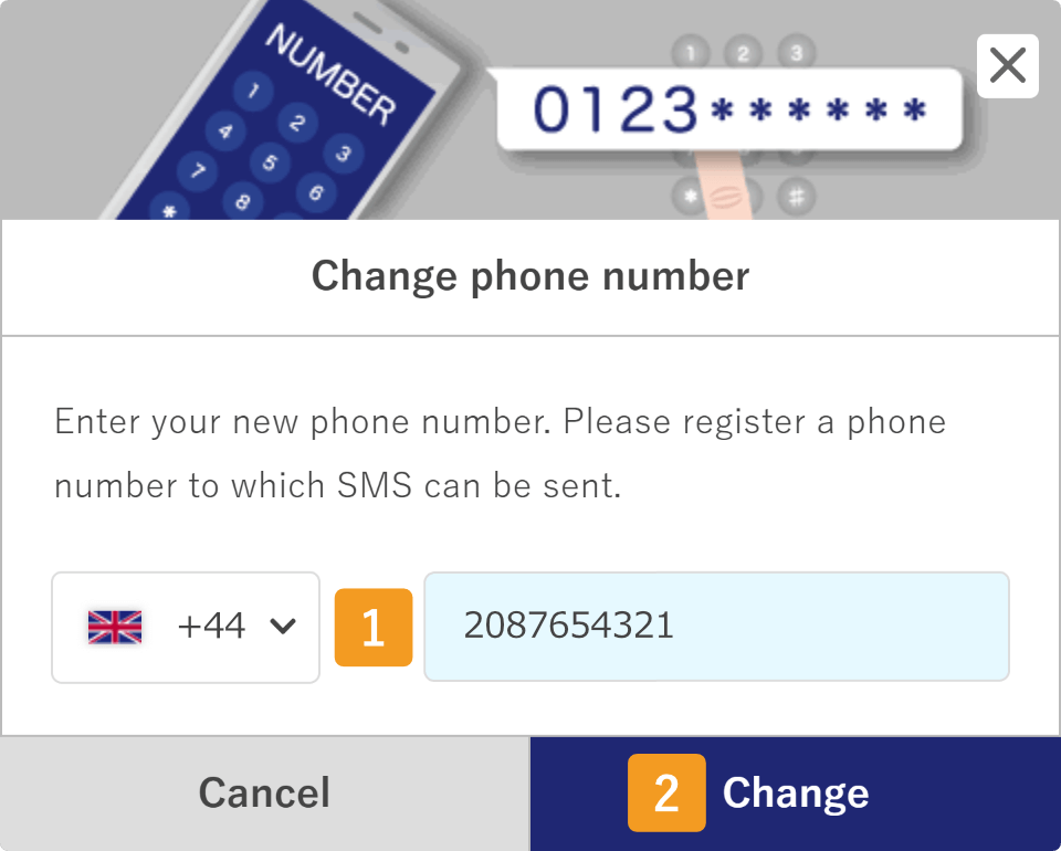 Enter a new phone number
