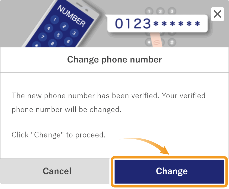 Change to the verified number