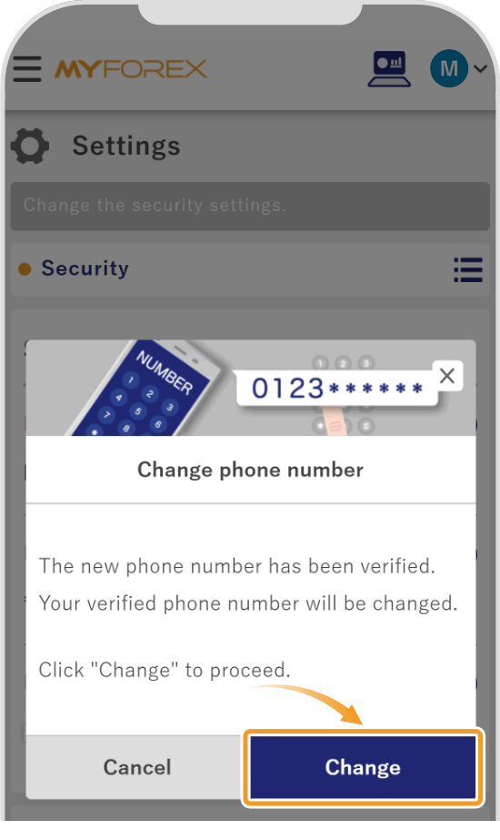 Change to the verified number