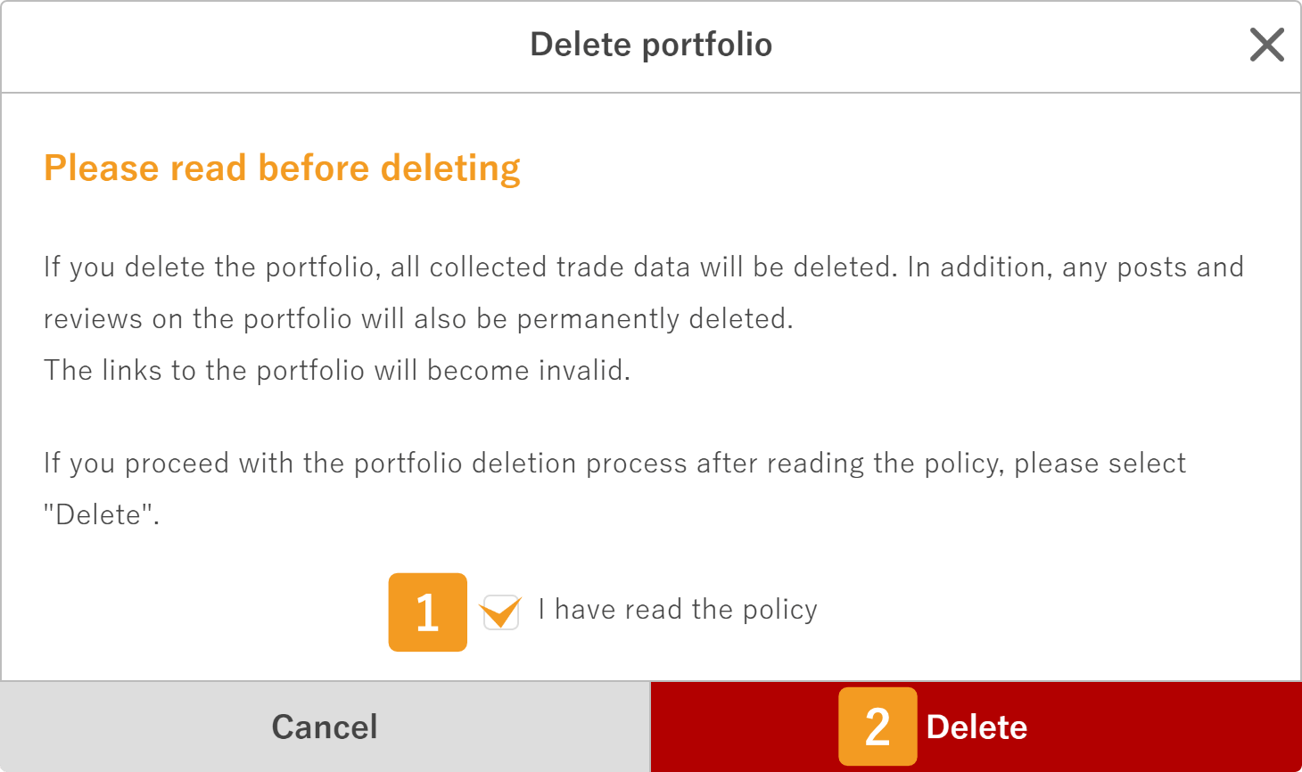 Delete your portfolio 2