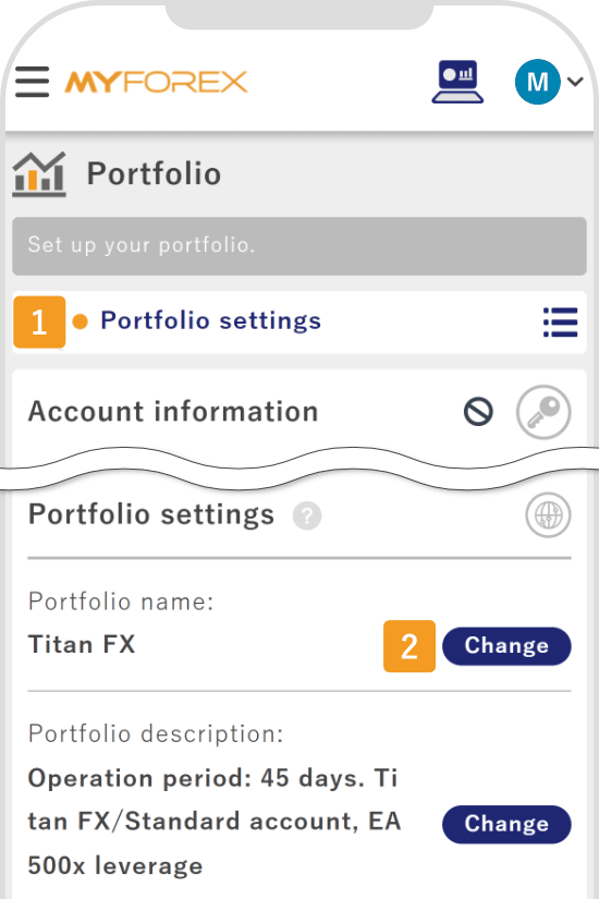 Change the portfolio settings 1