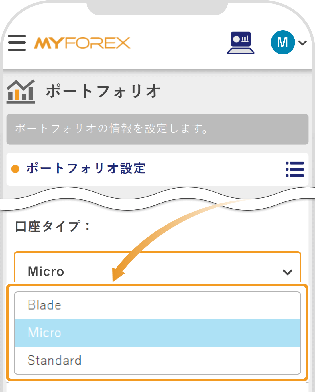 口座タイプを選択する