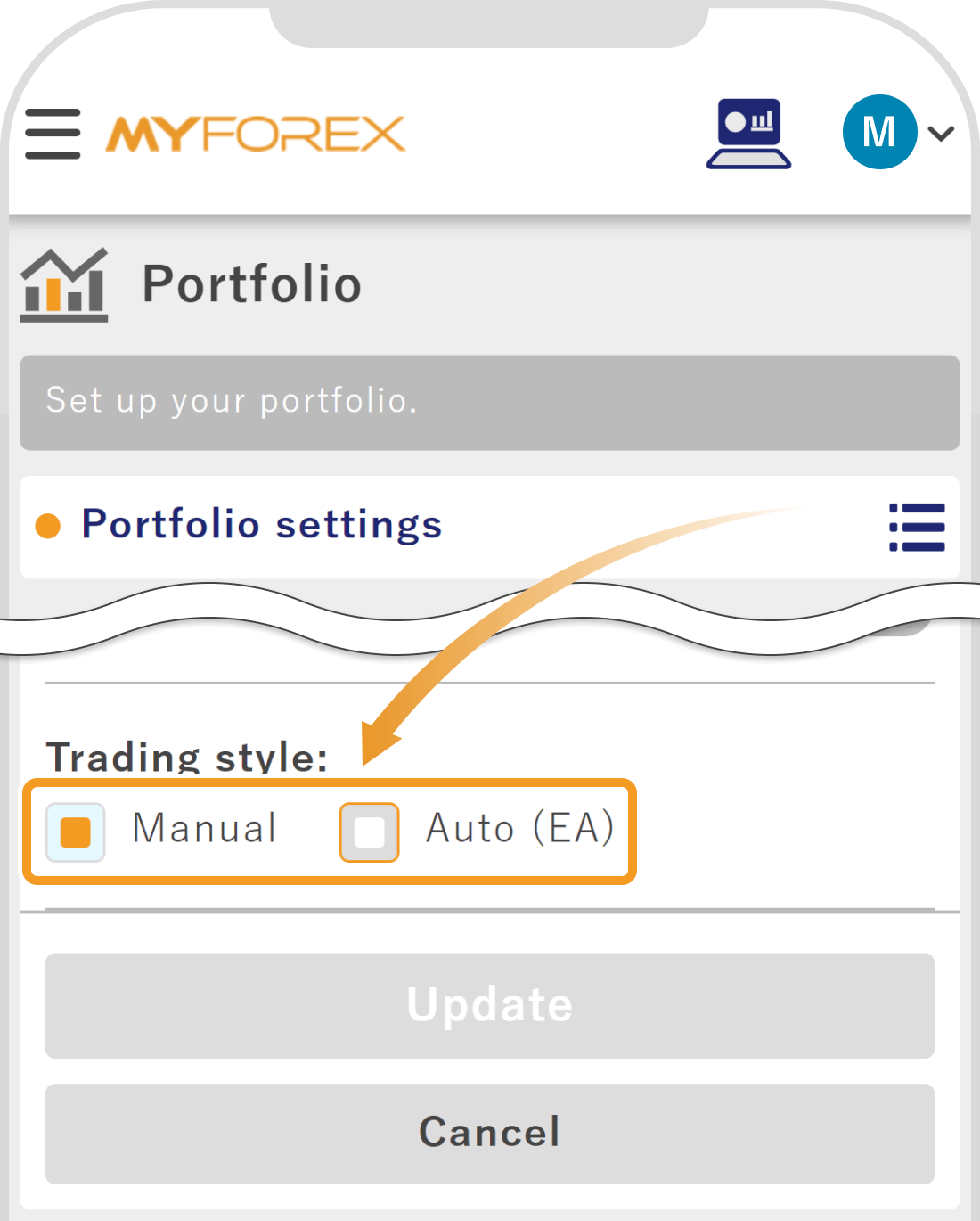 Choose trading style
