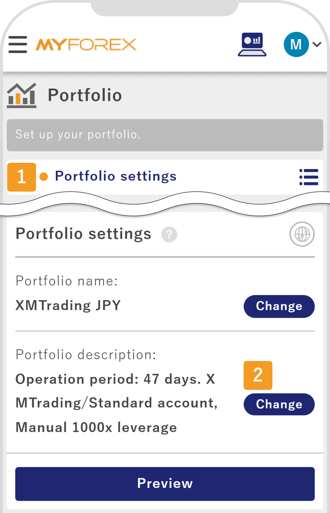 Portfolio settings