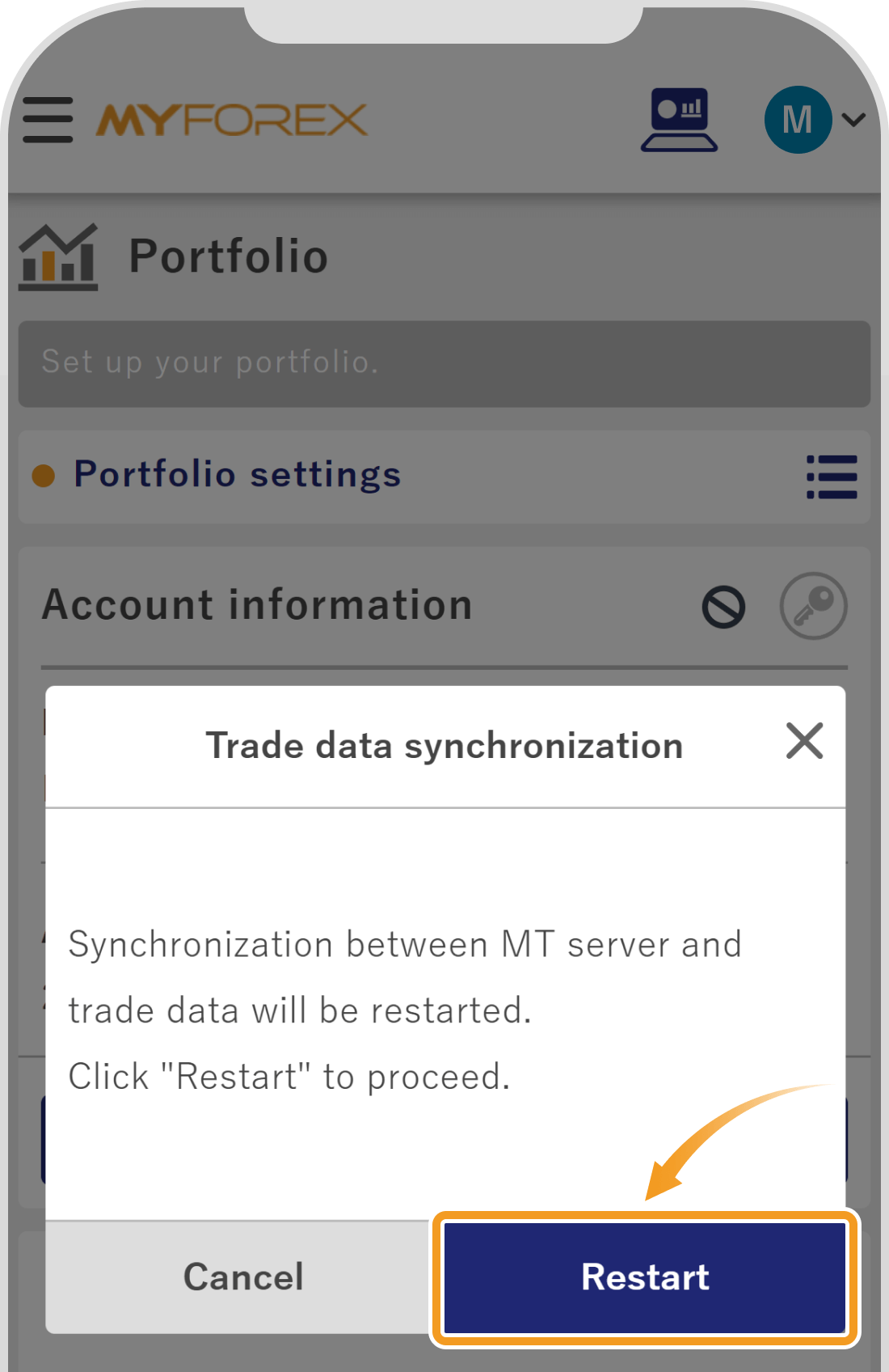 Restart the portfolio sync 2