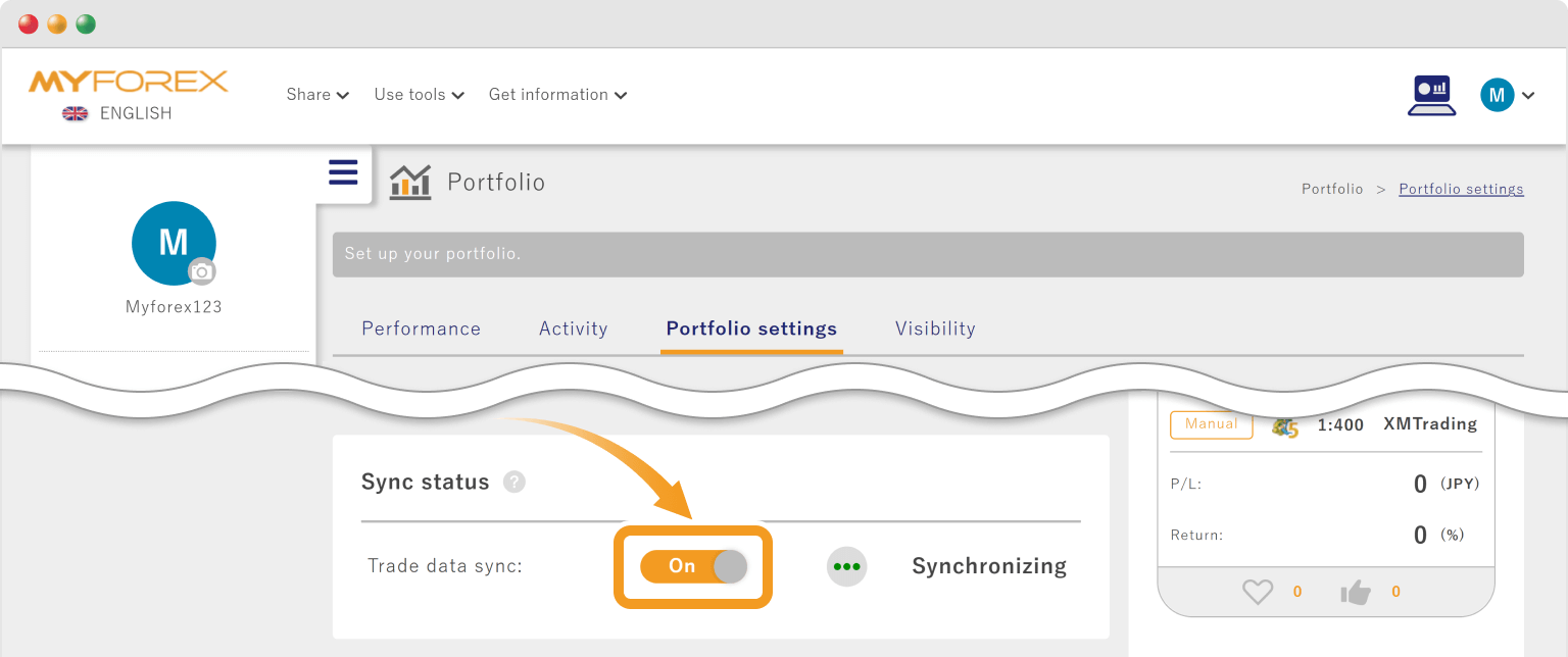 Portfolio settings.