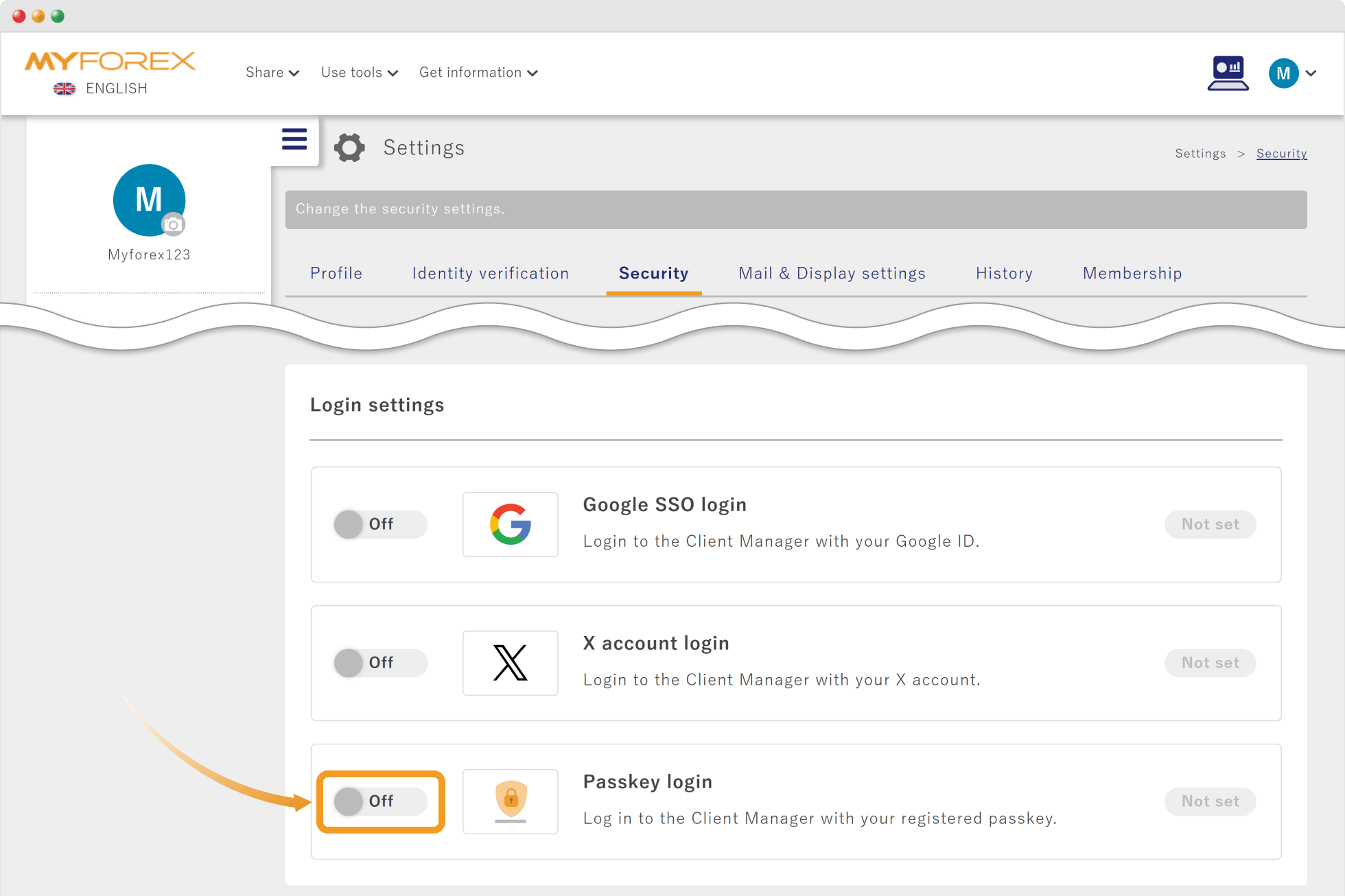 Passkey login setup 1