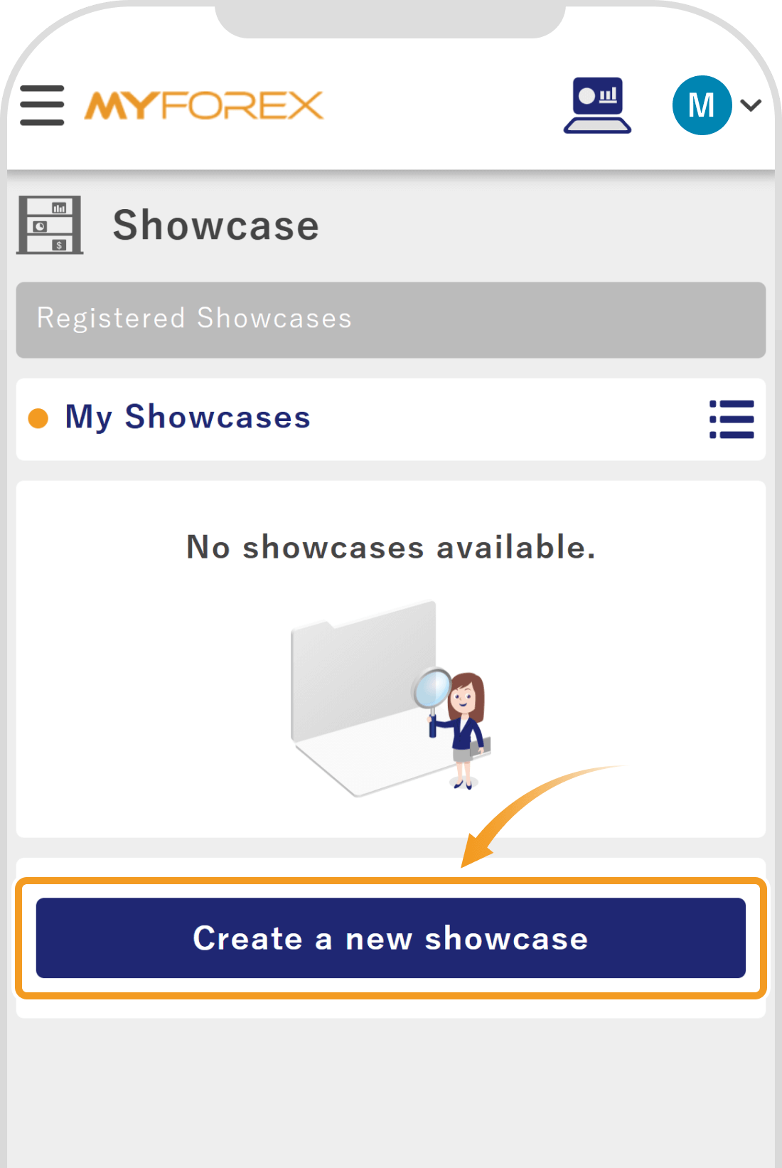 Tap Create a new showcase
