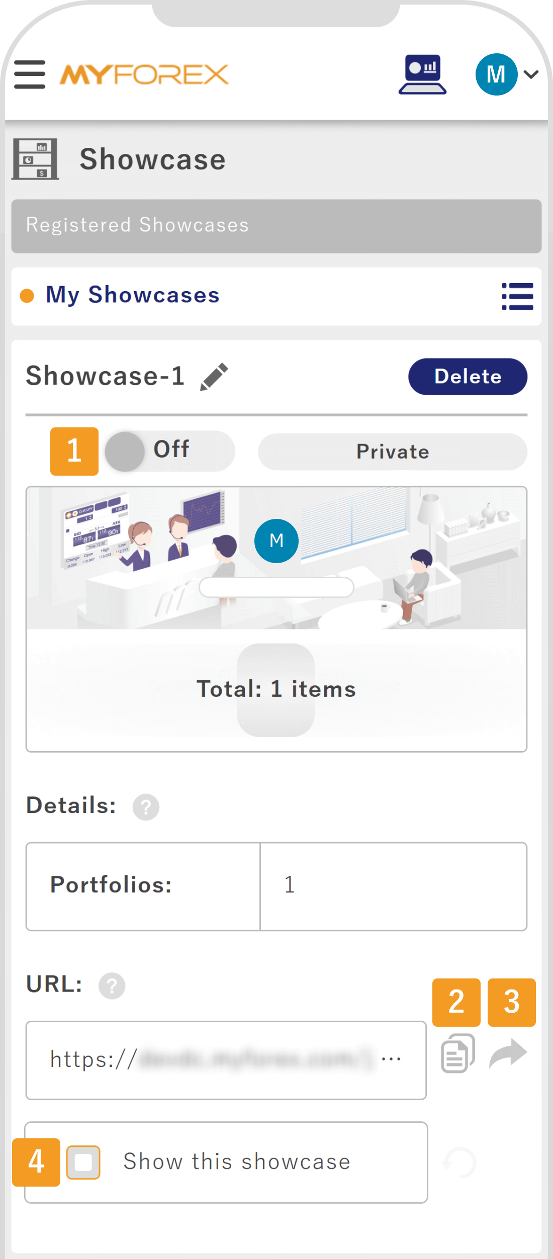 Settings for Each Showcase Feature