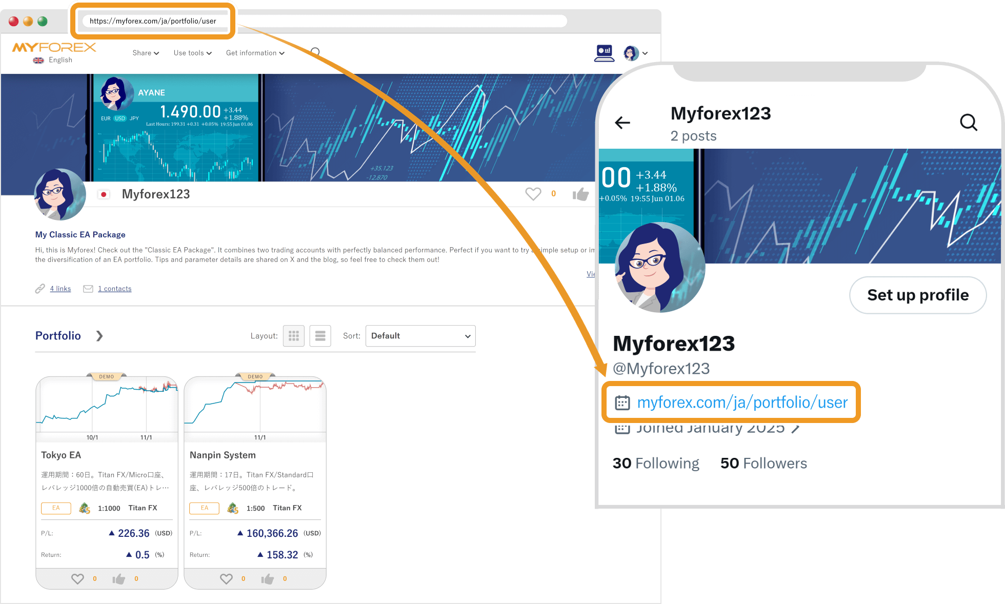 Share the showcase URL