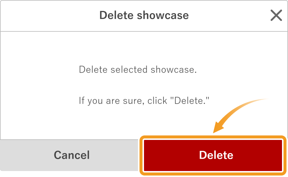 Showcase Deletion Screen