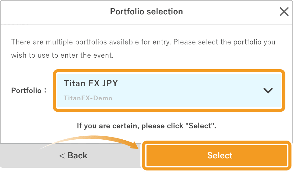 Portfolio Selection Screen