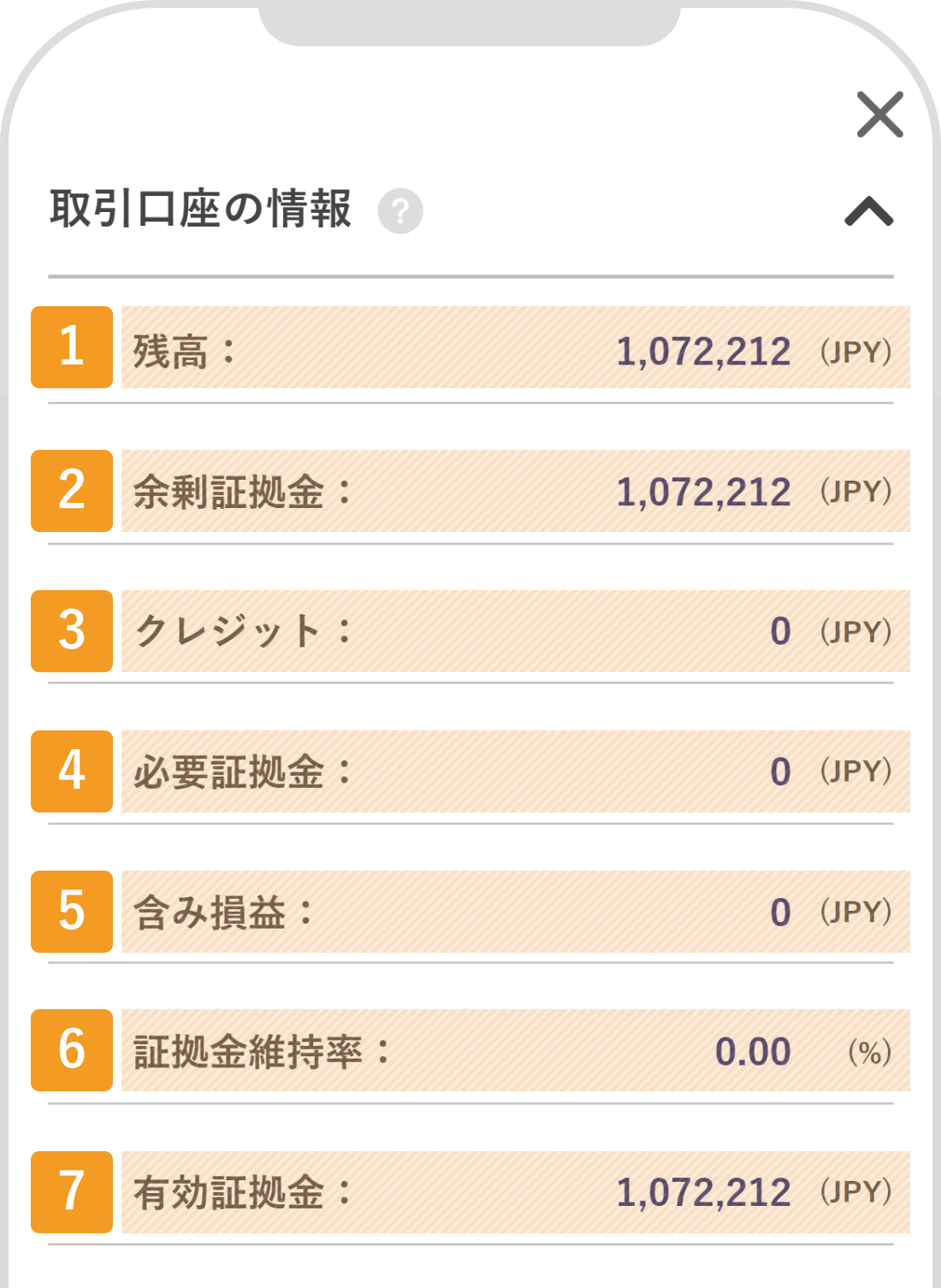 取引口座の情報一覧