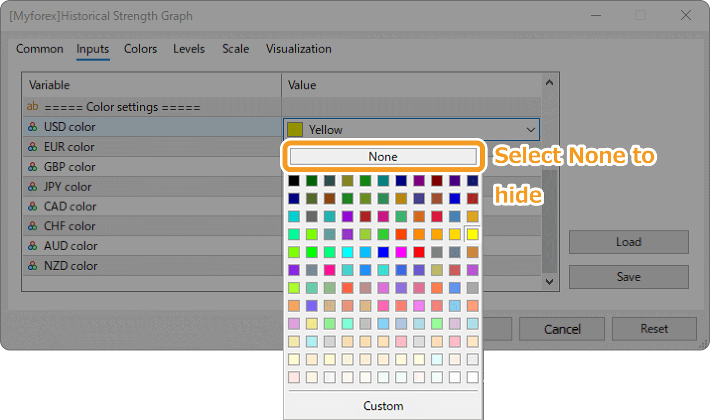Hide some currencies
