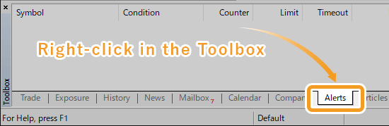 Right-click in the Toolbox