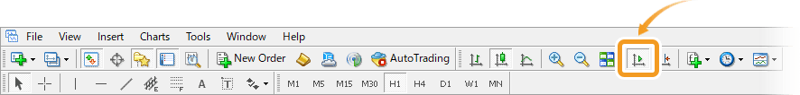 Click Scroll the chart to the end on tick incoming in the toolbar