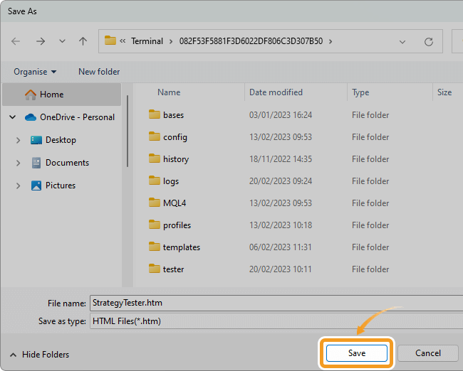 Choose a folder to save the report