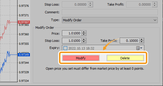 Edit the order details and click Modify