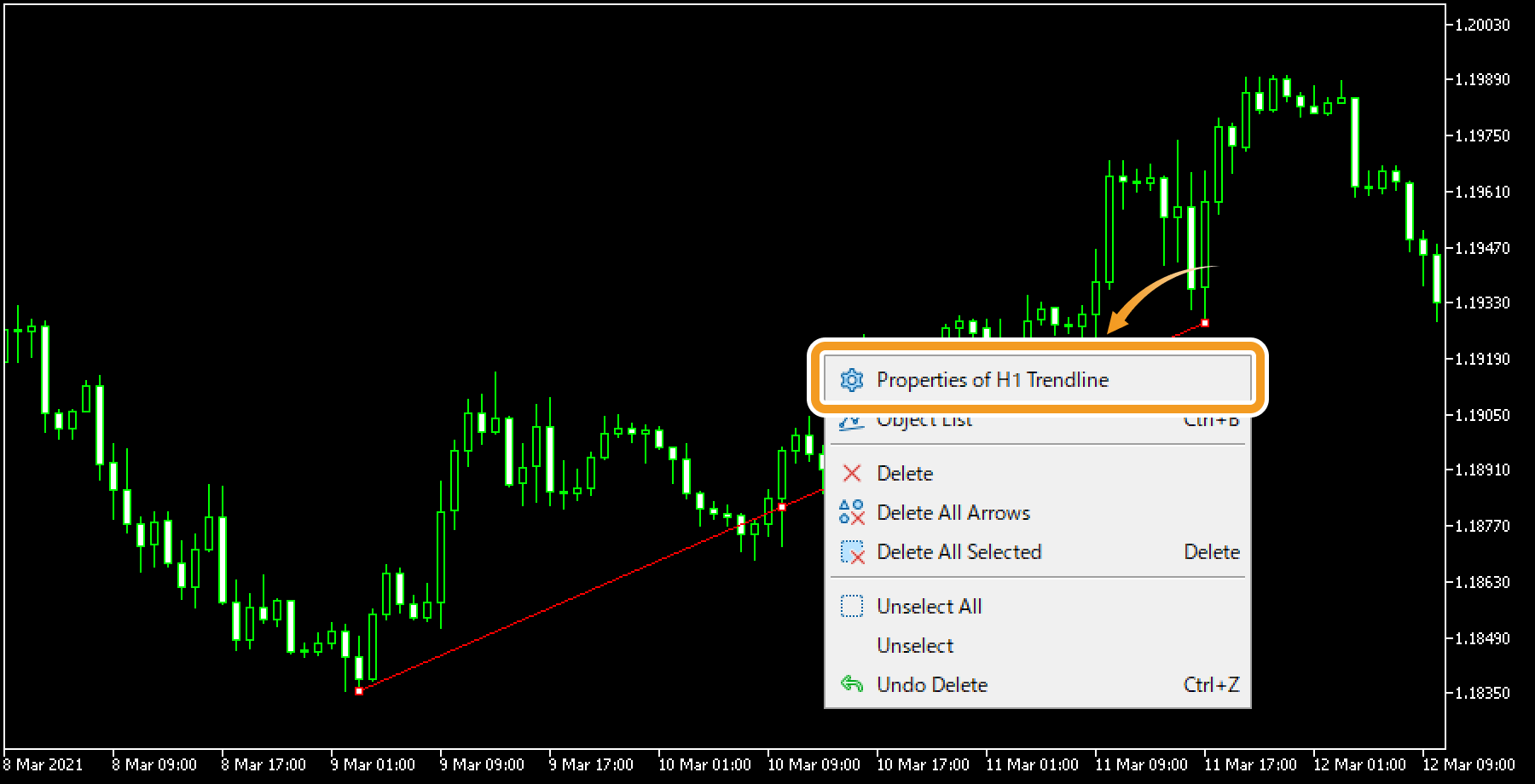 Click Charts in the menu. Hover the pointer over Objects and select Object List