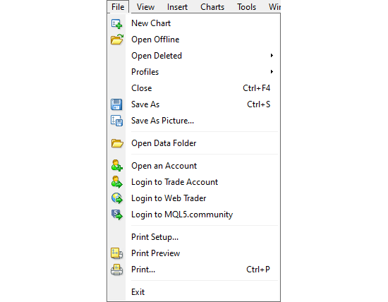 File menu opened