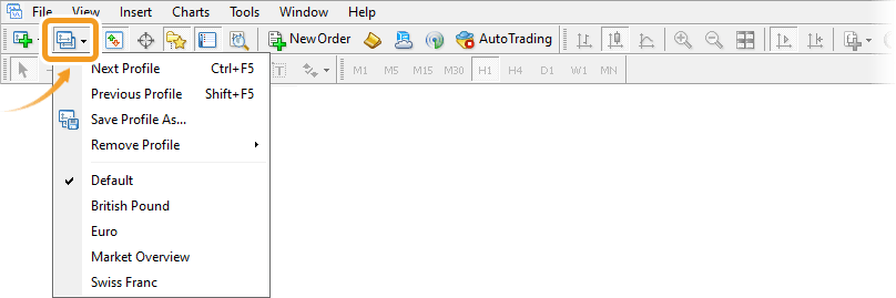 Display a profile from the toolbar