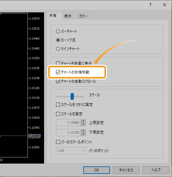 チャートの右側に余白を設定する方法 Metatrader5 ご利用ガイド Myforex マイフォレックス