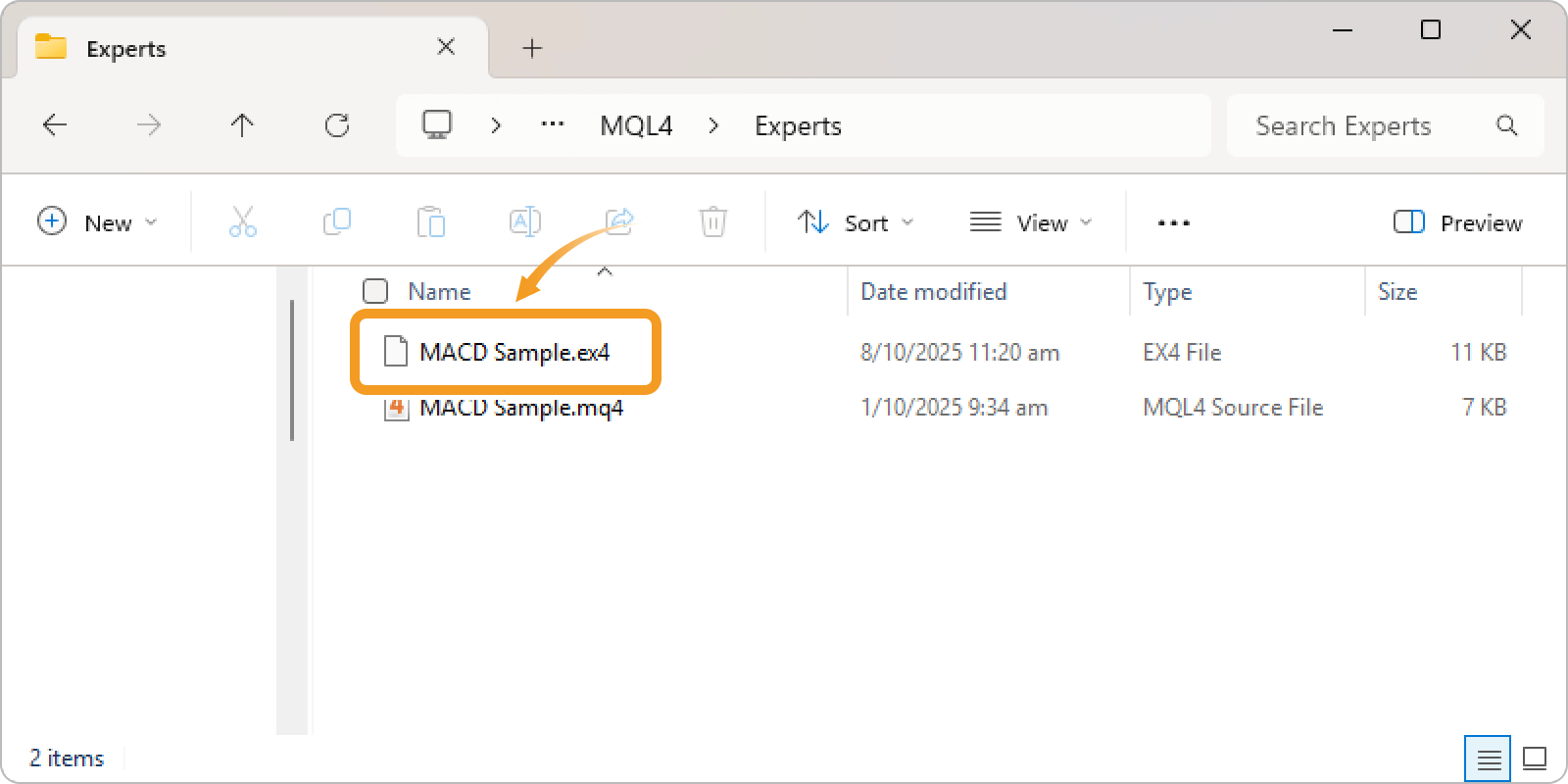 The ex4 file is created