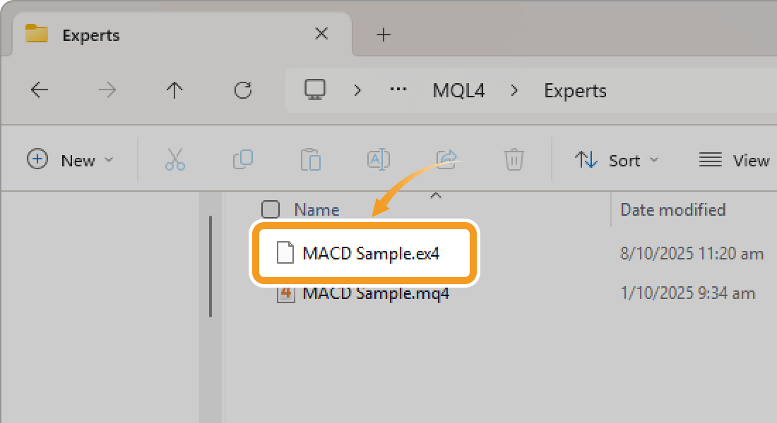 The ex4 file is created