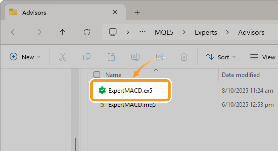 The ex5 file is created