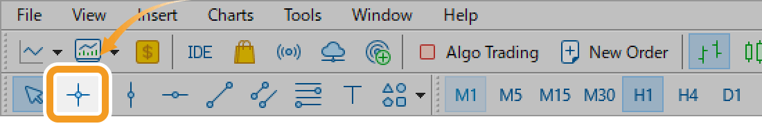 MetaTrader5 - Use the crosshair mode