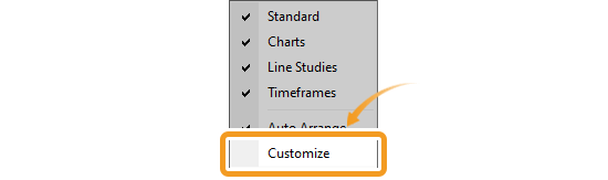 Toolbar context menu