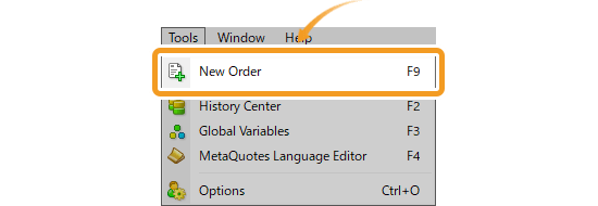 Open the new order window from Tools