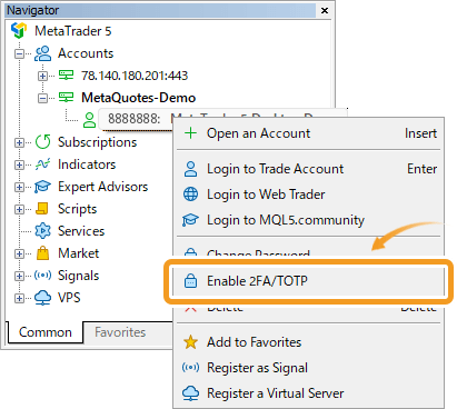The context menu of the signed-in account